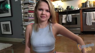 Coco Lovelock jerks off Mr. POV in this point of view hand job video called The Sluttiest Babysitter!