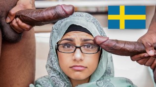 MIA KHALIFA – Interracial Sex med ledsen arabisk flicka och vï¿½lutrustade afroamerikanska killar